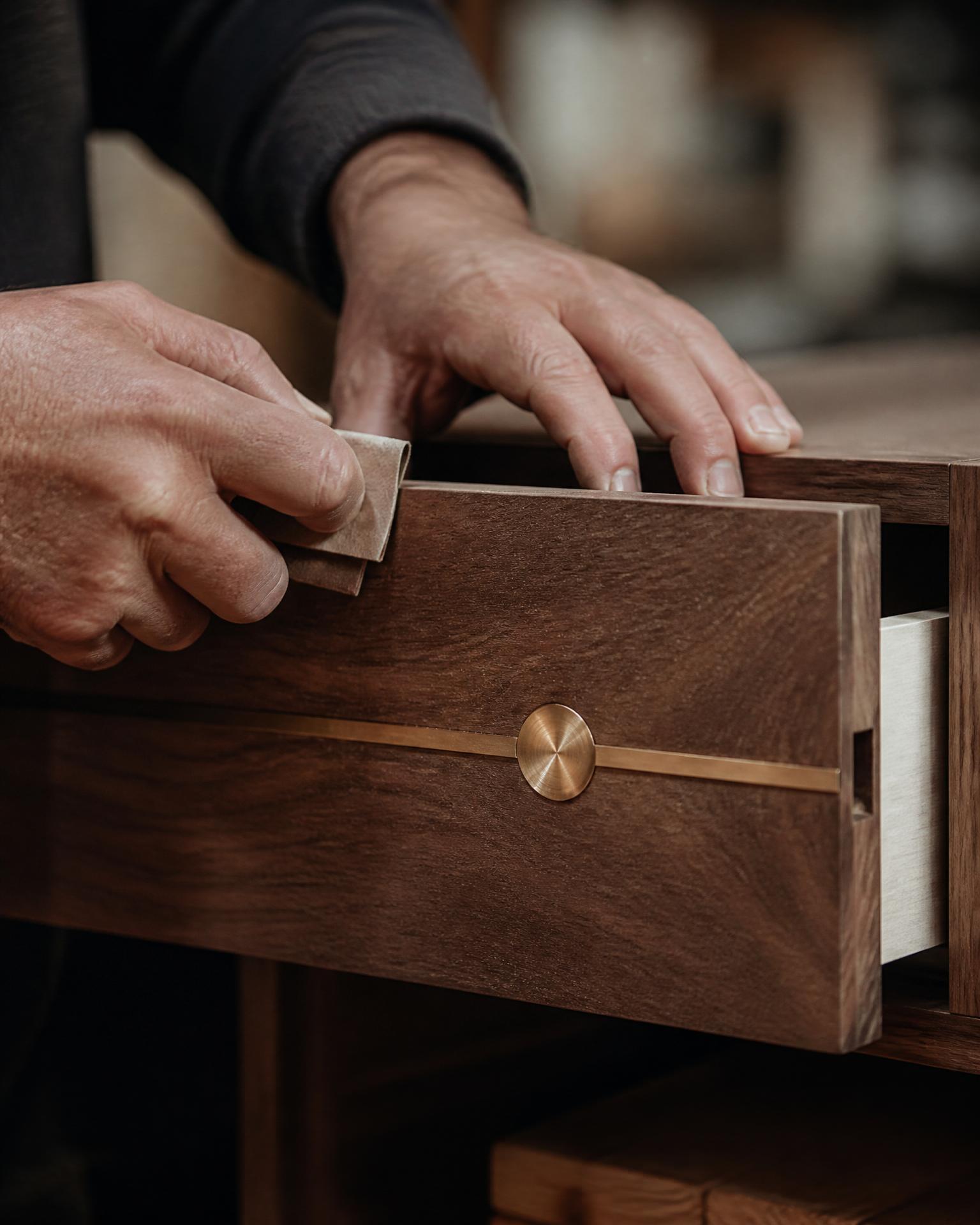 Dettaglio artigianale su arredo in legno